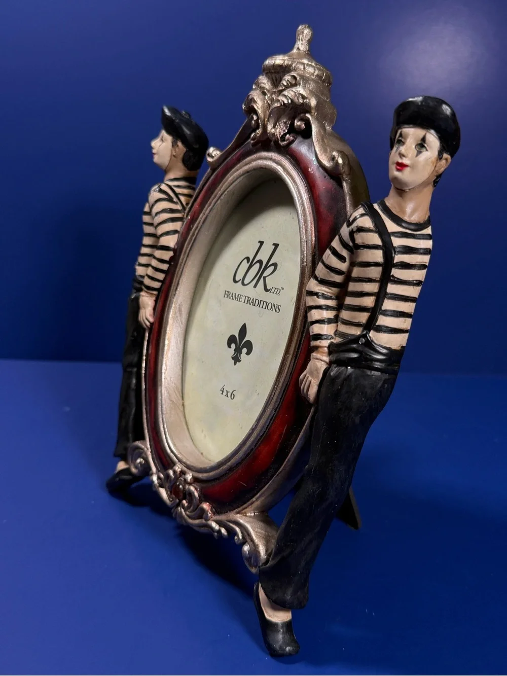 Vintage CBK Paris Mime Picture Frame 4x6 Resin Glass Freestanding French Theme